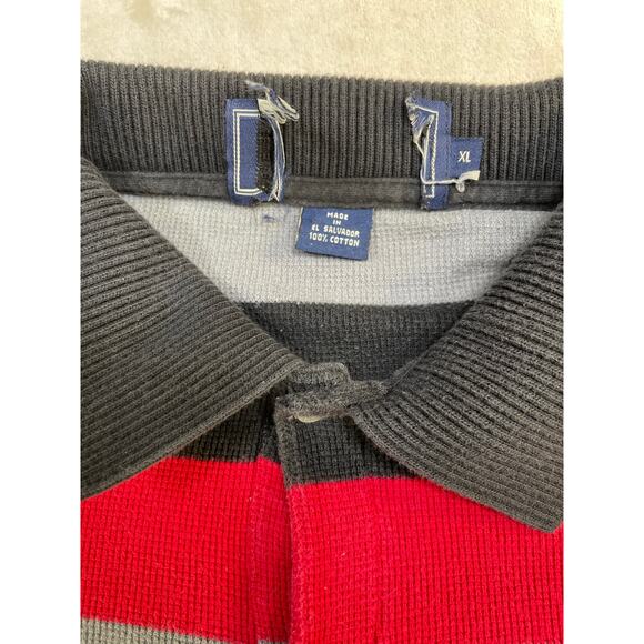 Vintage Red Grey & Black Stripped Mens Polo Short XL - Picture 5 of 8
